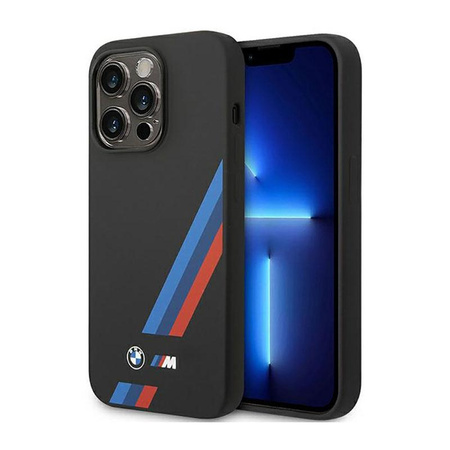 BMW Silicone Slanted Stripes - Etui iPhone 14 Pro (czarny)