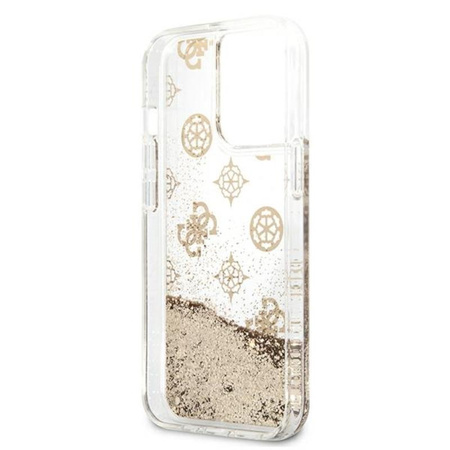 Guess Peony Liquid Glitter - Etui iPhone 13 Pro Max (złoty)