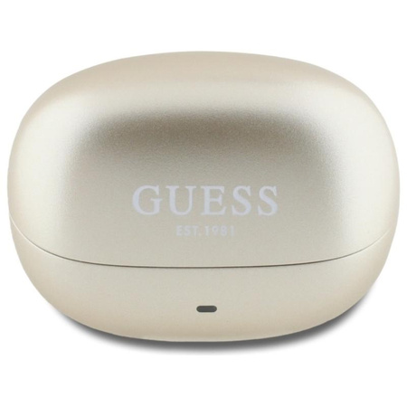 Guess Capsule Printed Logo - Słuchawki Bluetooth TWS ANC & ENC + etui ładujące (złoty)