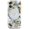 Guess Glitter Flowers Triangle Buttons MagSafe - Etui do iPhone 16 (biały)