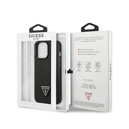Guess Saffiano Triangle Logo Case – Etui iPhone 14 Pro (czarny)