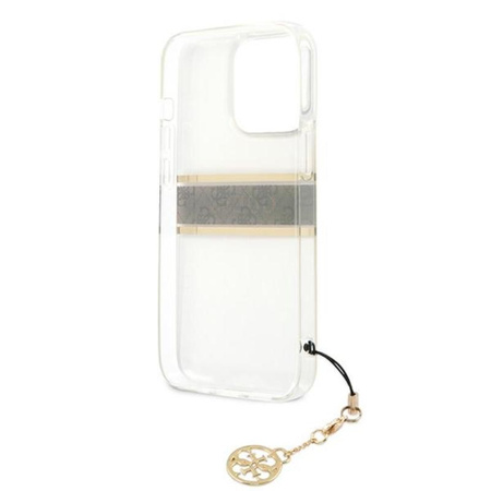 Guess 4G Stripe Brown Charm - Etui iPhone 13 Pro Max (przezroczysty)