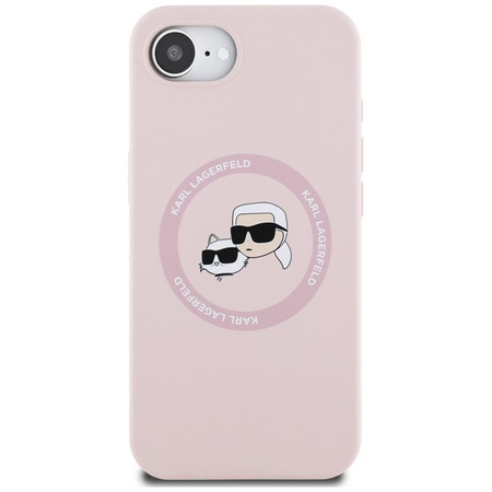 Karl Lagerfeld Silicone Karl & Choupette Heads MagSafe - Etui do iPhone 16e (różowy)