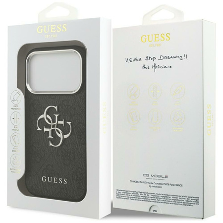 Guess 4G Big 4G Classic Logo - Etui iPhone 17 Pro Max (czarny / srebrny)