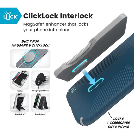Speck Presidio2 Grip ClickLock & MagSafe - Etui iPhone Air (Deep Sea / Silver Metallic / Spell Blue)