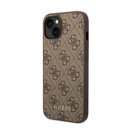 Guess 4G Metal Gold Logo – Etui iPhone 15 / 14 / 13 (brązowy)