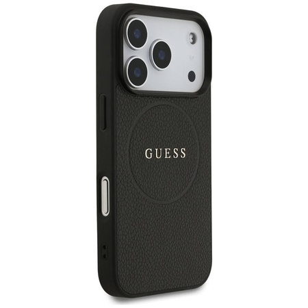 Guess Grained Ring MagSafe - Etui iPhone 17 Pro (czarny)