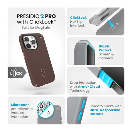 Speck Presidio2 Pro ClickLock & MagSafe - Etui iPhone 15 Pro (New Planet/Clay Tan)