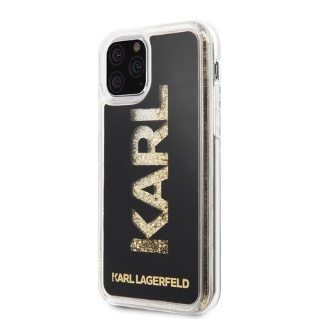 Karl Lagerfeld Logo Karl Liquid Glitter - Etui iPhone 11 Pro (Black/Gold Glitter)
