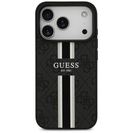 Guess 4G Printed Stripes MagSafe - Etui iPhone 17 Pro (czarny)