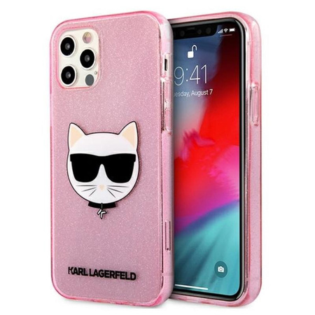 Karl Lagerfeld Choupette Head Glitter - Etui iPhone 12 Pro Max (różowy)