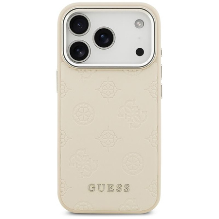 Guess Peony Hot Stamp Script MagSafe - Etui iPhone 17 Pro (beżowy)