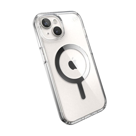 Speck Presidio Perfect-Clear MagSafe - Etui iPhone 16e / iPhone 15 / iPhone 14 / iPhone 13 (Clear / Chrome Finish / Serene Silver)