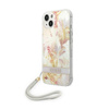 Guess Flower Cord - Etui ze smyczką iPhone 14 (fioletowy)
