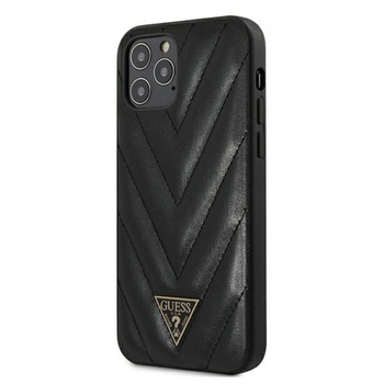 Guess V Quilted - Etui iPhone 12 Pro Max (czarny)