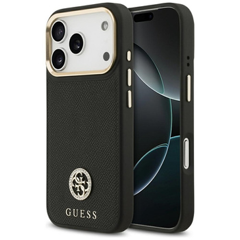 Guess Grained Strass Logo MagSafe - Etui iPhone 17 Pro (czarny)