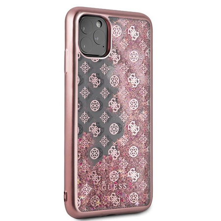 Guess 4G Peony Liquid Glitter - Etui iPhone 11 Pro Max (różowy)
