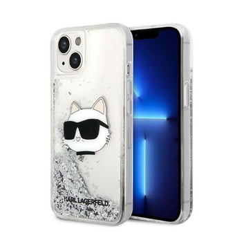 Karl Lagerfeld Liquid Glitter NFT Choupette Head - Etui iPhone 14 (srebrny)