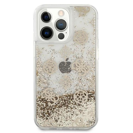 Guess Peony Liquid Glitter - Etui iPhone 13 Pro Max (złoty)