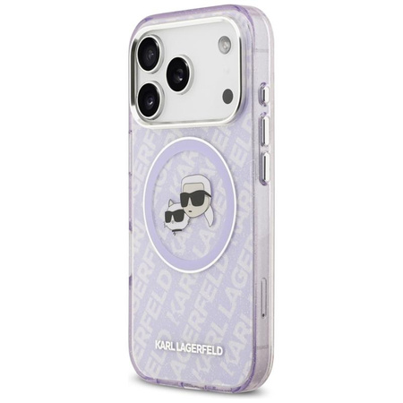 Karl Lagerfeld IML Glitter Karl & Choupette Heads Logo MagSafe - Etui iPhone 17 Pro (fioletowy)