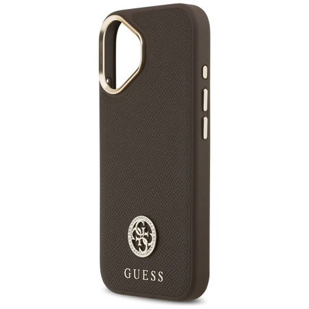 Guess Grained Strass Logo MagSafe - Etui iPhone 17 (brązowy)