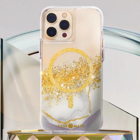 Case-Mate Karat MagSafe - Etui iPhone 13 Pro zdobione złotem (Marble)