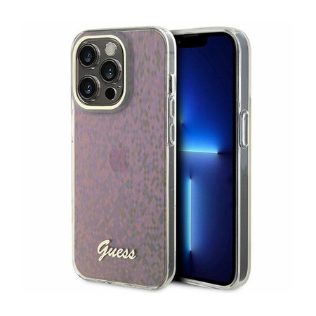 Guess IML Faceted Mirror Disco Iridescent - Etui iPhone 15 Pro (różowy)