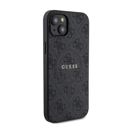Guess 4G Collection Leather Metal Logo MagSafe - Etui iPhone 15 Plus / 14 Plus (czarny)