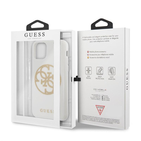 Guess Circle Glitter 4G - Etui iPhone 11 (biały)