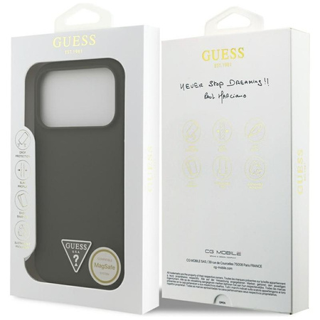 Guess Silicone Triangle Logo MagSafe - Etui iPhone 17 Pro (khaki)