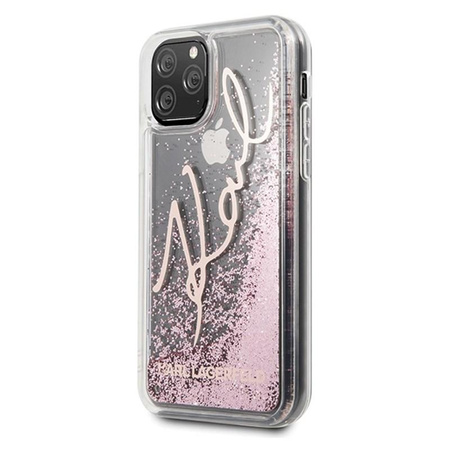 Karl Lagerfeld Signature Glitter Case - Etui iPhone 11 Pro Max (Rose Gold)
