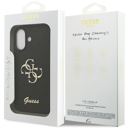 Guess Fixed Glitter Big 4G - Etui iPhone 17 (czarny)