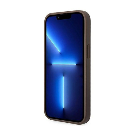 Guess 4G Bottom Stripe Metal Logo Collection - Etui iPhone 14 (brązowy)