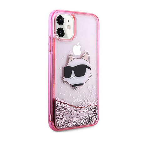 Karl Lagerfeld Liquid Glitter NFT Choupette Head - Etui iPhone 11 (różowy)
