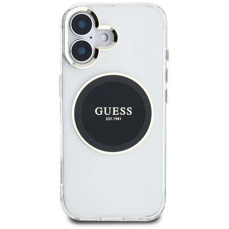 Guess IML Metal Colored Circle Classic Logo MagSafe - Etui do iPhone 16 (czarny)