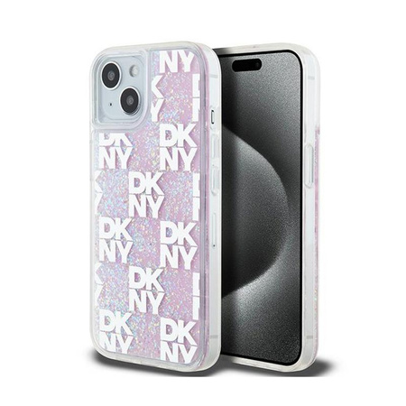 DKNY Liquid Glitter Multilogo - Etui iPhone 15 / 14 / 13 (różowy)