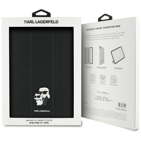 Karl Lagerfeld Book Cover Saffiano Magnetic Karl & Choupette - Etui iPad Pro 11" M4 (2024) (czarny)