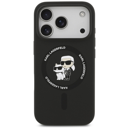 Karl Lagerfeld Silicone Karl & Choupette Ring MagSafe - Etui iPhone 17 Pro Max (czarny)