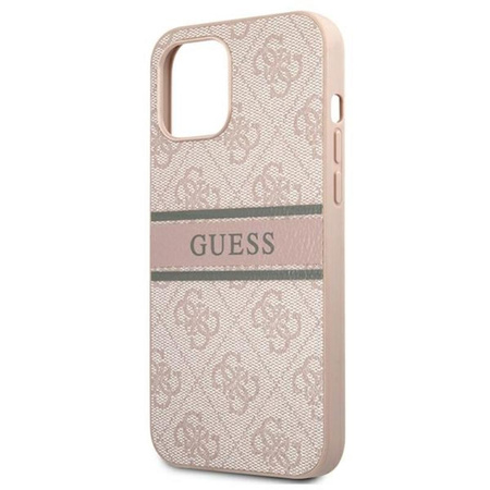 Guess 4G Printed Stripe - Etui iPhone 12 / iPhone 12 Pro (różowy)