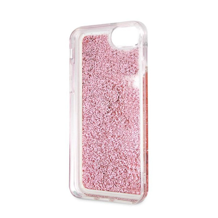 Guess Liquid Glitter Hearts - Etui iPhone SE 2020 / 8 / 7 (różowy/czerwony)