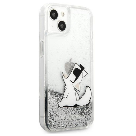 Karl Lagerfeld Liquid Glitter Choupette Fun - Etui iPhone 13 (srebrny)