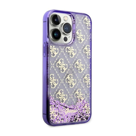 Guess Liquid Glitter Transculent 4G - Etui iPhone 14 Pro Max (Purpurowy)