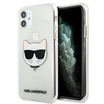 Karl Lagerfeld Choupette Head Glitter - Etui iPhone 11 (srebrny)