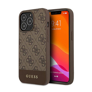 Guess 4G Bottom Stripe Collection - Etui iPhone 13 Pro (brązowy)