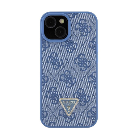 Guess Leather 4G Triangle Strass - Etui iPhone 15 (niebieski)