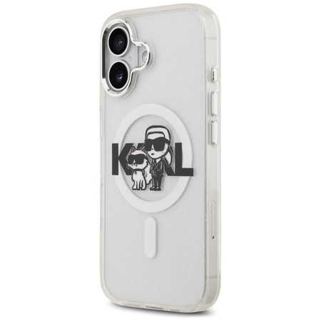 Karl Lagerfeld IML Glitter Karl & Choupette Sketch Logo MagSafe - Etui iPhone 17 (przezroczysty)