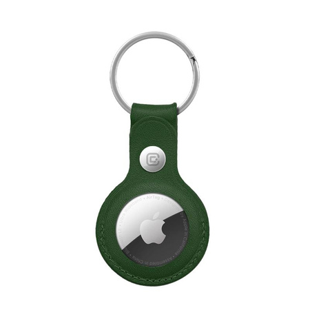 Crong Leather Case with Key Ring – Skórzane etui ochronne brelok do Apple AirTag (zielony)