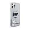 Karl Lagerfeld Liquid Glitter NFT Choupette Head - Etui iPhone 12 / iPhone 12 Pro (srebrny)