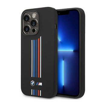 BMW Silicone Vertical Tricolor Lines - Etui iPhone 14 Pro (czarny)