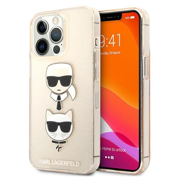 Karl Lagerfeld Glitter Karl & Choupette Head - Etui iPhone 13 Pro Max (złoty)